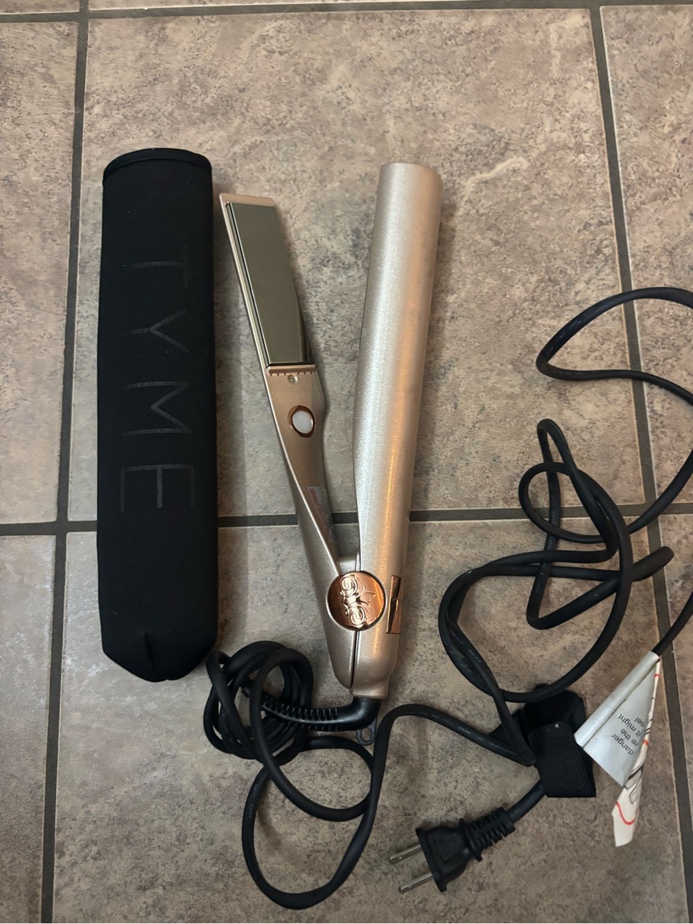 Tyme Gold Ceramic Hair Straightener Flat Iron with Travel Sleeve